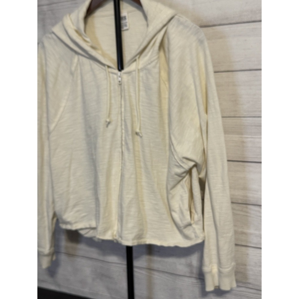 Victoria's Secret PINK Ivory Full Zip Hoodie XXL Lightweight Cropped - Picture 2 of 7